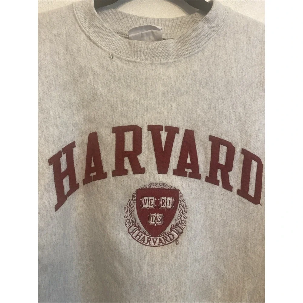 Vtg Champion Reverse Weave 90's Harvard Embroidered Crop Sweatshirt Size Small - Picture 3 of 10
